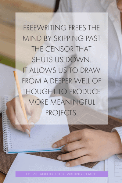 Freewriting frees the mind by skipping past the censor that shuts us down and allows us to draw from a deeper well of thought to produce more meaningful projects. #freewriting #writers #writing