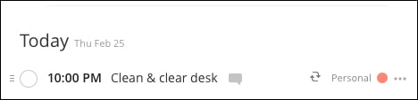 clean and clear desk - screenshot todoist