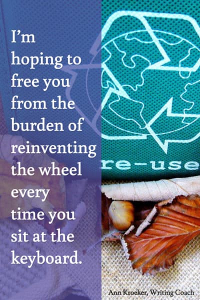 Free you from the burden of reinventing the wheel every time you sit at the keyboard. (Ann Kroeker, Writing Coach)