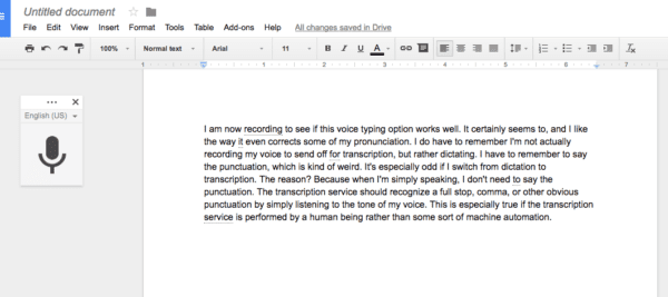 Google Docs Voice Typing - a great way to write with your voice