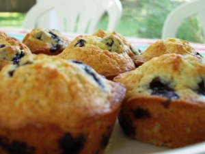 Andrea's Blueberry Muffins, up close and tantalizing