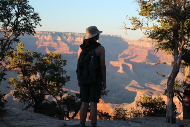 girl gazes grand canyon