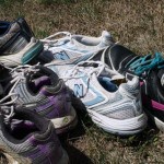 pile of running shoes